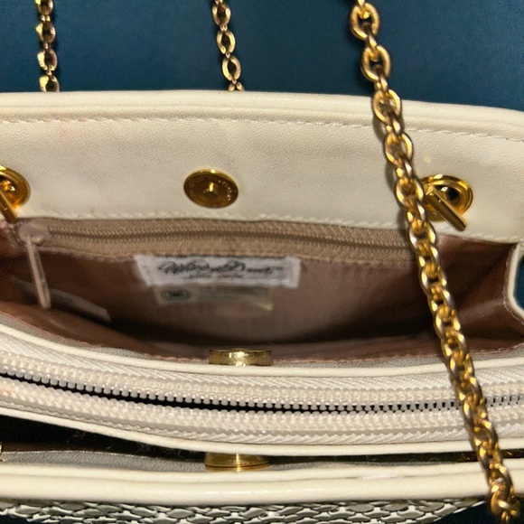 Vintage Whiting & Davis Bag Small Ivory Metal Mesh with Double Chain Strap - Picture 8 of 9
